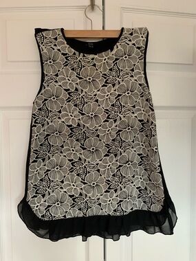 Black and White Floral Lace Sleeveless Top from an Italian brand OVS